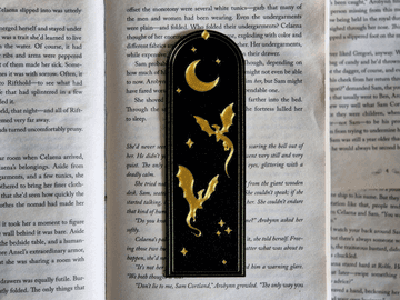 Dragon Bookmark Fourth Wing Fantasy, Empyrean dragons under a crescent moon