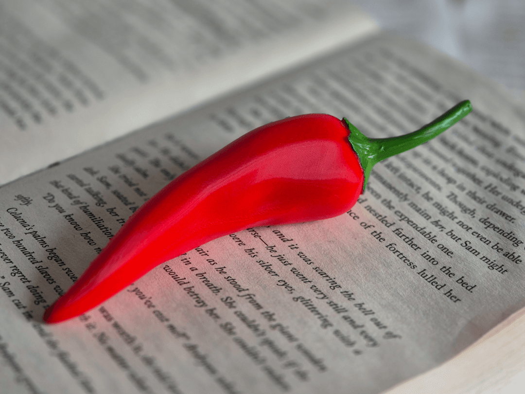 Chili Pepper Bookshelf Decor Spicy — 3D printed model photographed in studio