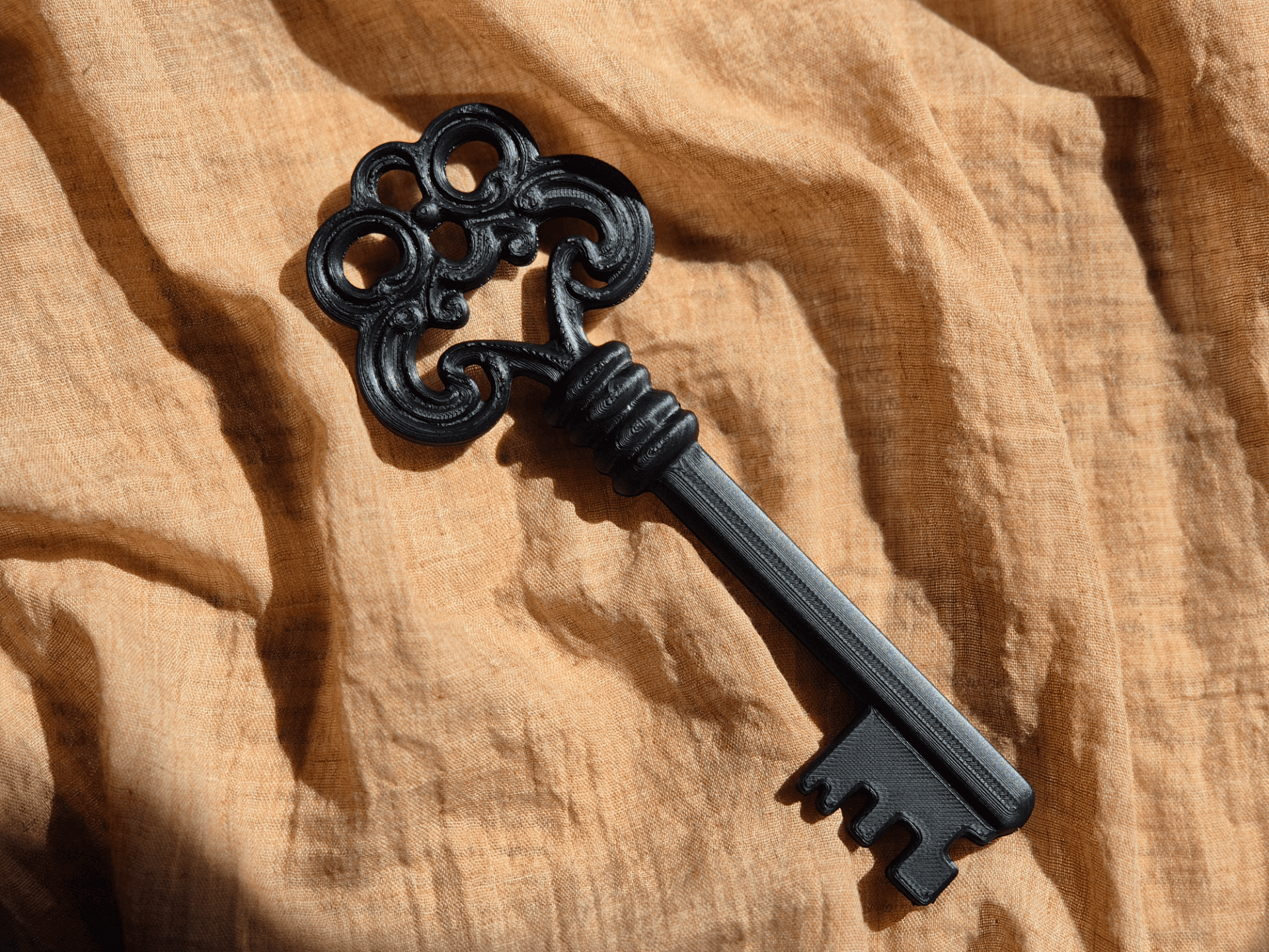 Ancient Key Bookshelf Decor — 3D printed model photographed in studio
