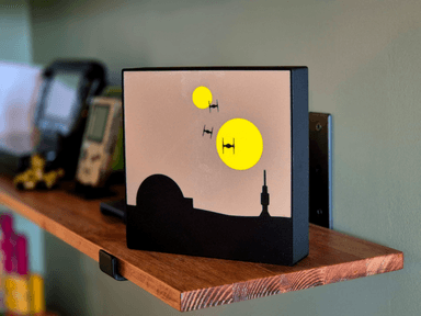 Desert Planet Lightbox Lamp, twin suns, warm glow, USB-powered