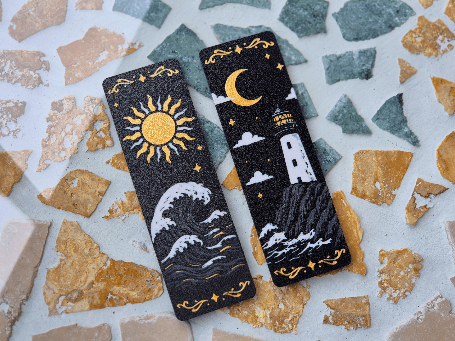 Gothic Bookmark Ocean Waves Fantasy — 3D printed model photographed in studio