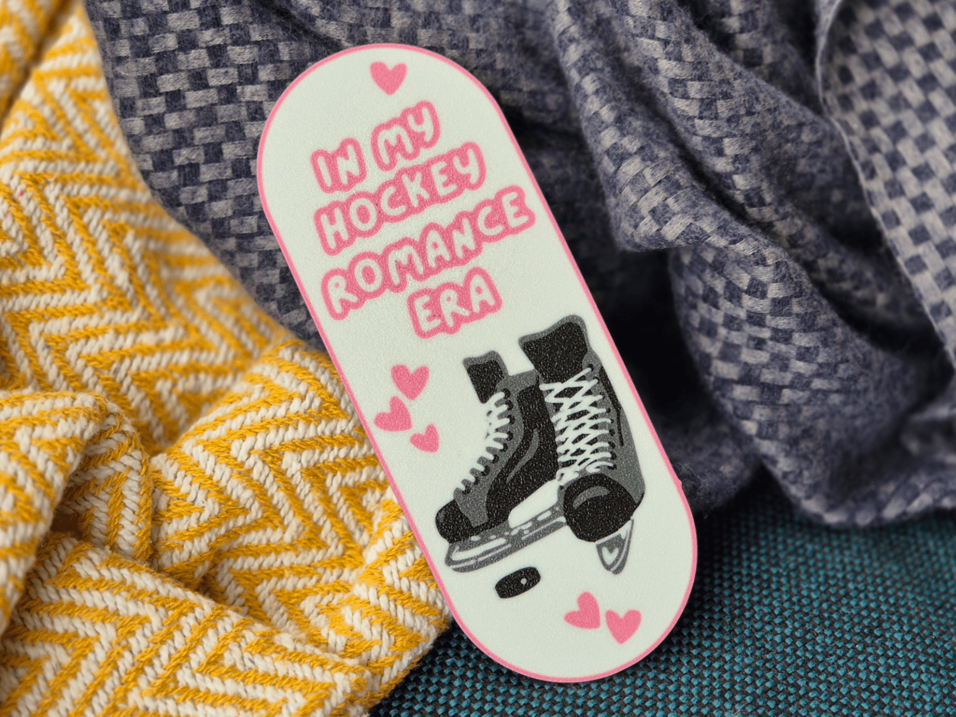 Hockey Romance Bookmark — 3D printed model photographed in studio